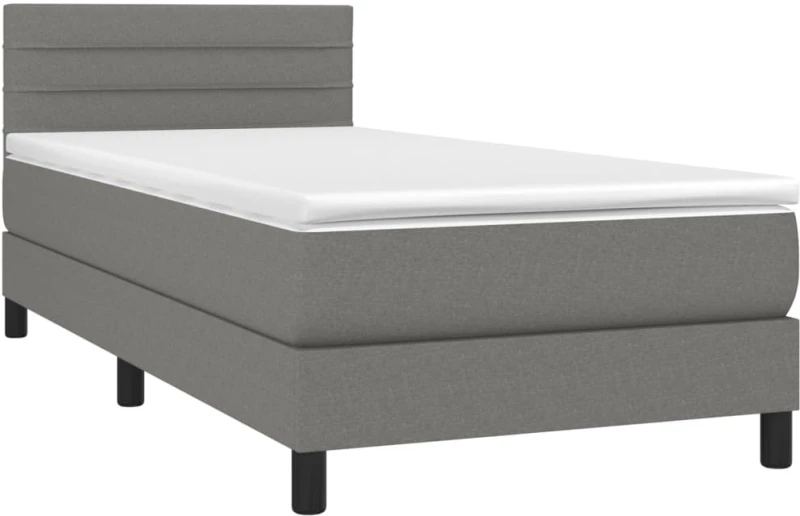 ΚΡΕΒΑΤΙ BOXSPRING ΜΕ ΣΤΡΩΜΑ ΣΚΟΥΡΟ ΓΚΡΙ 90X200 ΕΚ. ΥΦΑΣΜΑΤΙΝΟ 3140106