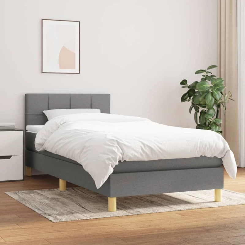 ΚΡΕΒΑΤΙ BOXSPRING ΜΕ ΣΤΡΩΜΑ ΣΚΟΥΡΟ ΓΚΡΙ 90X190 ΕΚ. ΥΦΑΣΜΑΤΙΝΟ 3140578