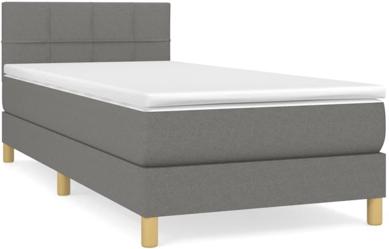 ΚΡΕΒΑΤΙ BOXSPRING ΜΕ ΣΤΡΩΜΑ ΣΚΟΥΡΟ ΓΚΡΙ 90X190 ΕΚ. ΥΦΑΣΜΑΤΙΝΟ 3140578
