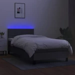 ΚΡΕΒΑΤΙ BOXSPRING ΜΕ ΣΤΡΩΜΑ & LED ΣΚ.ΓΚΡΙ 100X200 ΕΚ ΥΦΑΣΜΑΤΙΝΟ 3133134