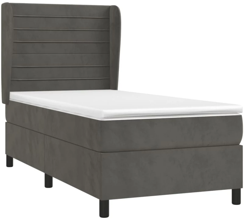 ΚΡΕΒΑΤΙ BOXSPRING ΜΕ ΣΤΡΩΜΑ ΣΚΟΥΡΟ ΓΚΡΙ 90X200 ΕΚ. ΒΕΛΟΥΔΙΝΟ 3129250