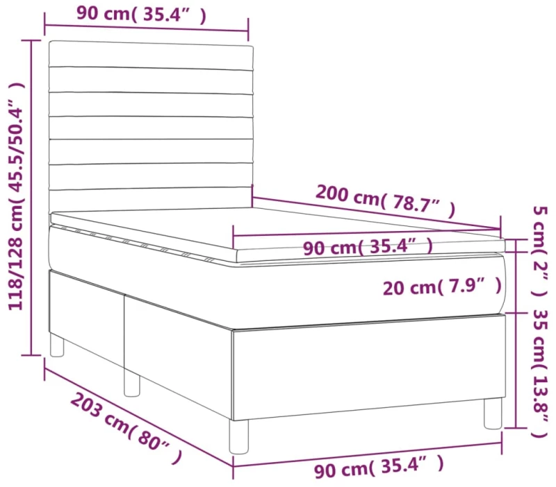 ΚΡΕΒΑΤΙ BOXSPRING ΜΕ ΣΤΡΩΜΑ & LED ΑΝ.ΓΚΡΙ 90X200 ΕΚ. ΒΕΛΟΥΔΙΝΟ 3136161