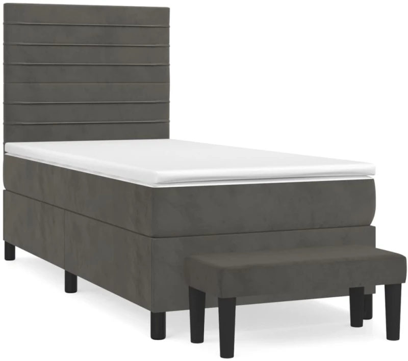 ΚΡΕΒΑΤΙ BOXSPRING ΜΕ ΣΤΡΩΜΑ ΣΚΟΥΡΟ ΓΚΡΙ 90X200 ΕΚ. ΒΕΛΟΥΔΙΝΟ 3137882