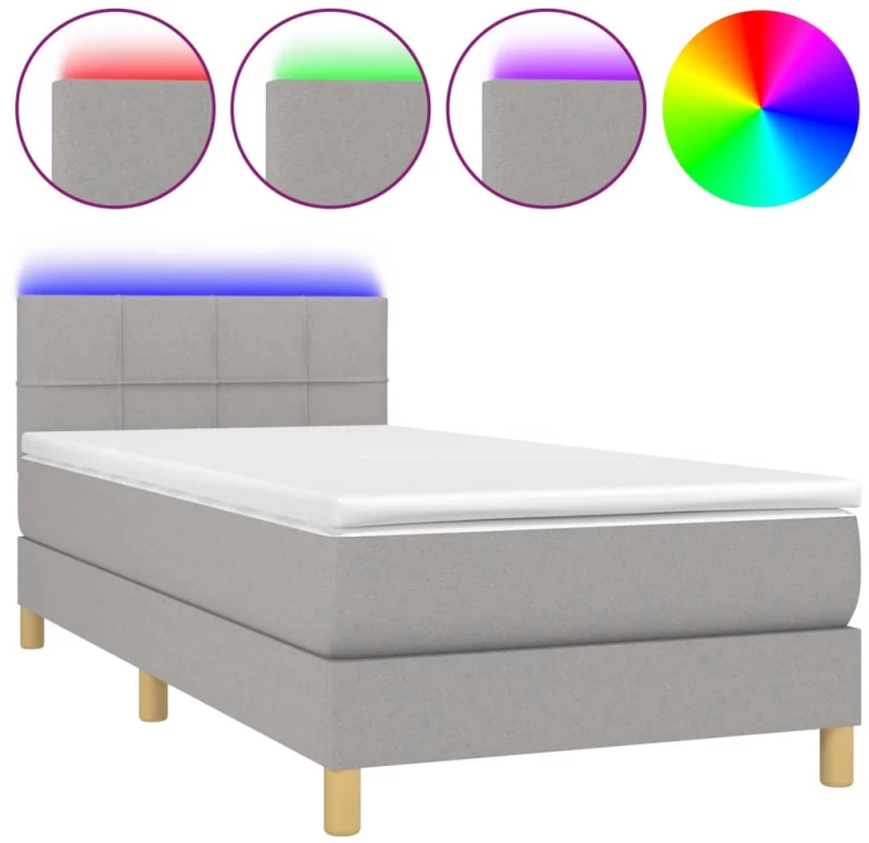 ΚΡΕΒΑΤΙ BOXSPRING ΜΕ ΣΤΡΩΜΑ & LED ΑΝ.ΓΚΡΙ 80X200 ΕΚ. ΥΦΑΣΜΑΤΙΝΟ 3133669