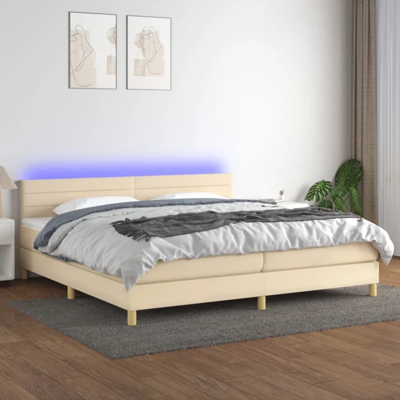 ΚΡΕΒΑΤΙ BOXSPRING ΜΕ ΣΤΡΩΜΑ & LED ΚΡΕΜ 200X200 ΕΚ. ΥΦΑΣΜΑΤΙΝΟ 3133826