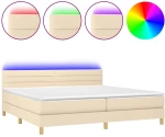 ΚΡΕΒΑΤΙ BOXSPRING ΜΕ ΣΤΡΩΜΑ & LED ΚΡΕΜ 200X200 ΕΚ. ΥΦΑΣΜΑΤΙΝΟ 3133826