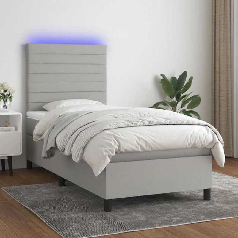 ΚΡΕΒΑΤΙ BOXSPRING ΜΕ ΣΤΡΩΜΑ & LED ΑΝ.ΓΚΡΙ 100X200ΕΚ. ΥΦΑΣΜΑΤΙΝΟ 3134933
