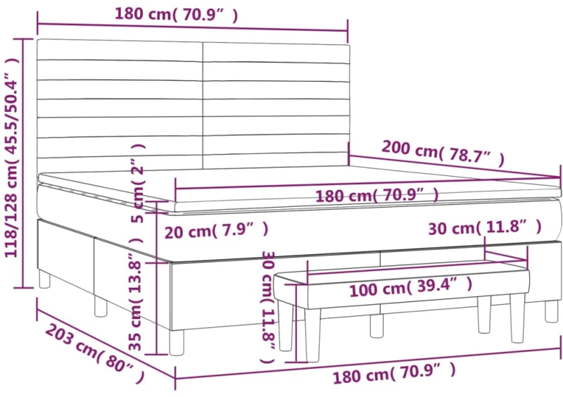 ΚΡΕΒΑΤΙ BOXSPRING ΜΕ ΣΤΡΩΜΑ ΑΝΟΙΧΤΟ ΓΚΡΙ 180X200 ΕΚ. ΥΦΑΣΜΑΤΙΝΟ 3137253