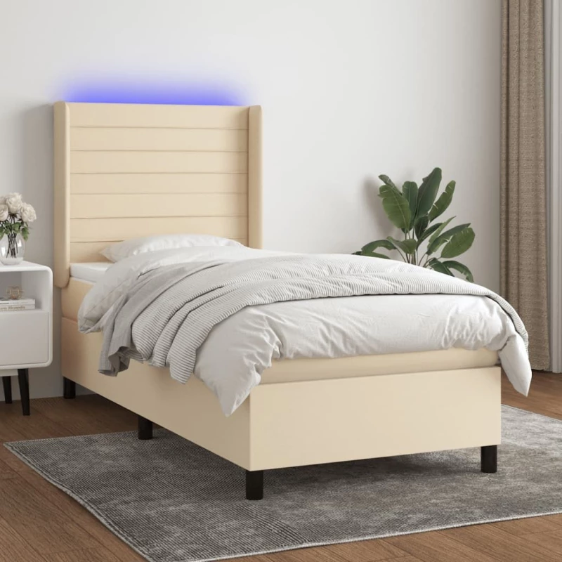 ΚΡΕΒΑΤΙ BOXSPRING ΜΕ ΣΤΡΩΜΑ & LED ΚΡΕΜ 100X200 ΕΚ. ΥΦΑΣΜΑΤΙΝΟ 3138378