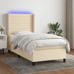 ΚΡΕΒΑΤΙ BOXSPRING ΜΕ ΣΤΡΩΜΑ & LED ΚΡΕΜ 100X200 ΕΚ. ΥΦΑΣΜΑΤΙΝΟ 3138378