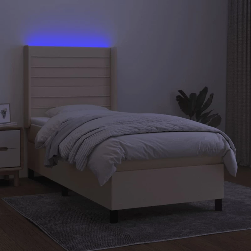 ΚΡΕΒΑΤΙ BOXSPRING ΜΕ ΣΤΡΩΜΑ & LED ΚΡΕΜ 100X200 ΕΚ. ΥΦΑΣΜΑΤΙΝΟ 3138378