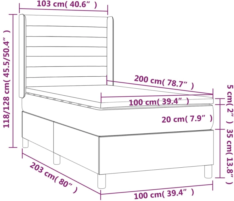 ΚΡΕΒΑΤΙ BOXSPRING ΜΕ ΣΤΡΩΜΑ & LED ΣΚ. ΜΠΛΕ 100X200ΕΚ. ΒΕΛΟΥΔΙΝΟ 3139611