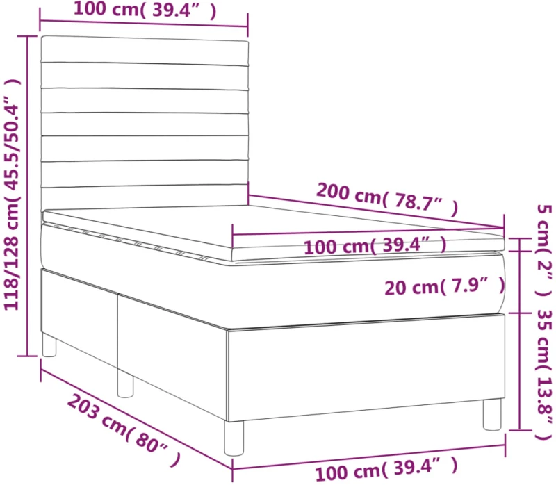 ΚΡΕΒΑΤΙ BOXSPRING ΜΕ ΣΤΡΩΜΑ ΑΝΟΙΧΤΟ ΓΚΡΙ 100X200 ΕΚ. ΥΦΑΣΜΑΤΙΝΟ 3141833