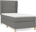 ΚΡΕΒΑΤΙ BOXSPRING ΜΕ ΣΤΡΩΜΑ ΣΚΟΥΡΟ ΓΚΡΙ 100X200 ΕΚ. ΥΦΑΣΜΑΤΙΝΟ 3128662