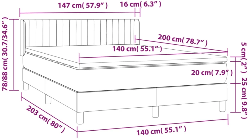 ΚΡΕΒΑΤΙ BOXSPRING ΜΕ ΣΤΡΩΜΑ ΑΝΟΙΧΤΟ ΓΚΡΙ 140X200 ΕΚ. ΥΦΑΣΜΑΤΙΝΟ 3130433