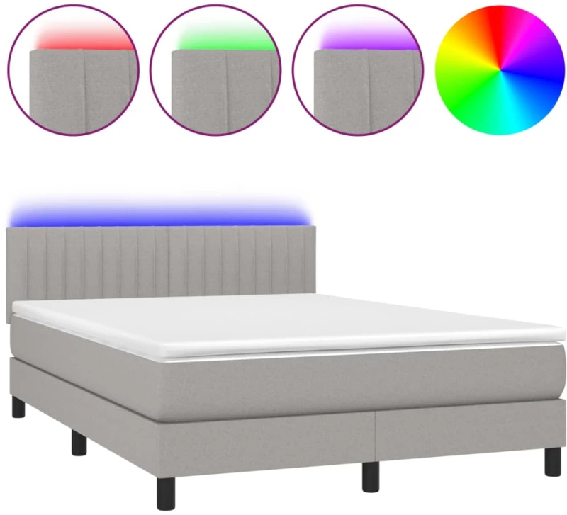 ΚΡΕΒΑΤΙ BOXSPRING ΜΕ ΣΤΡΩΜΑ & LED ΑΝ.ΓΚΡΙ 140X190ΕΚ. ΥΦΑΣΜΑΤΙΝΟ 3133309