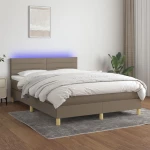 ΚΡΕΒΑΤΙ BOXSPRING ΜΕ ΣΤΡΩΜΑ & LED TAUPE 140X200 ΕΚ. ΥΦΑΣΜΑΤΙΝΟ 3133801