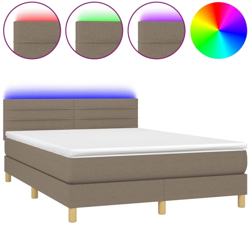 ΚΡΕΒΑΤΙ BOXSPRING ΜΕ ΣΤΡΩΜΑ & LED TAUPE 140X200 ΕΚ. ΥΦΑΣΜΑΤΙΝΟ 3133801