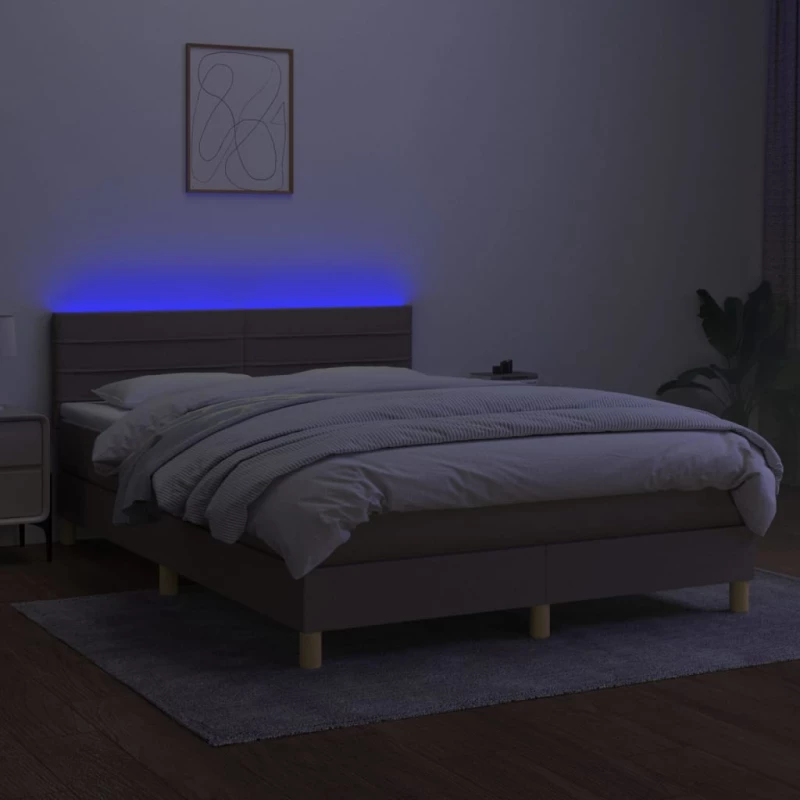 ΚΡΕΒΑΤΙ BOXSPRING ΜΕ ΣΤΡΩΜΑ & LED TAUPE 140X200 ΕΚ. ΥΦΑΣΜΑΤΙΝΟ 3133801