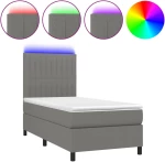 ΚΡΕΒΑΤΙ BOXSPRING ΜΕ ΣΤΡΩΜΑ & LED ΣΚ.ΓΚΡΙ 80X200 ΕΚ. ΥΦΑΣΜΑΤΙΝΟ 3134990