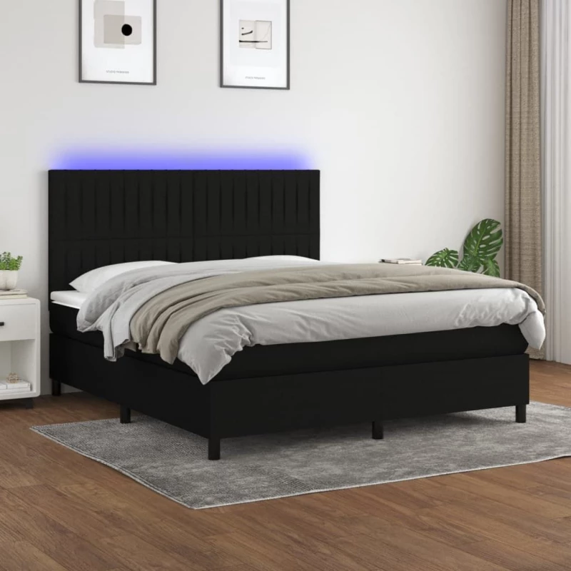 ΚΡΕΒΑΤΙ BOXSPRING ΜΕ ΣΤΡΩΜΑ & LED ΜΑΥΡΟ 160X200 ΕΚ. ΥΦΑΣΜΑΤΙΝΟ 3135047