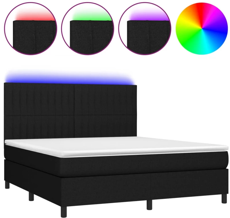 ΚΡΕΒΑΤΙ BOXSPRING ΜΕ ΣΤΡΩΜΑ & LED ΜΑΥΡΟ 160X200 ΕΚ. ΥΦΑΣΜΑΤΙΝΟ 3135047
