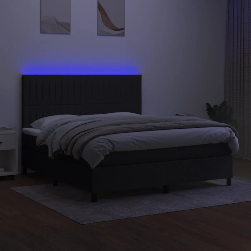 ΚΡΕΒΑΤΙ BOXSPRING ΜΕ ΣΤΡΩΜΑ & LED ΜΑΥΡΟ 160X200 ΕΚ. ΥΦΑΣΜΑΤΙΝΟ 3135047