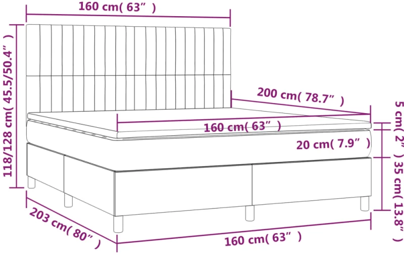 ΚΡΕΒΑΤΙ BOXSPRING ΜΕ ΣΤΡΩΜΑ & LED ΜΑΥΡΟ 160X200 ΕΚ. ΥΦΑΣΜΑΤΙΝΟ 3135047
