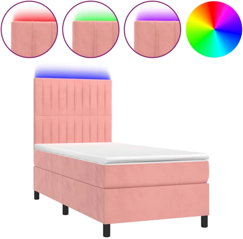 ΚΡΕΒΑΤΙ BOXSPRING ΜΕ ΣΤΡΩΜΑ & LED ΡΟΖ 90X200 ΕΚ. ΒΕΛΟΥΔΙΝΟ 3136226