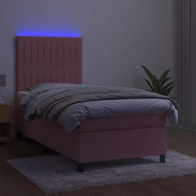 ΚΡΕΒΑΤΙ BOXSPRING ΜΕ ΣΤΡΩΜΑ & LED ΡΟΖ 90X200 ΕΚ. ΒΕΛΟΥΔΙΝΟ 3136226