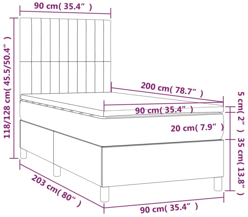 ΚΡΕΒΑΤΙ BOXSPRING ΜΕ ΣΤΡΩΜΑ & LED ΡΟΖ 90X200 ΕΚ. ΒΕΛΟΥΔΙΝΟ 3136226