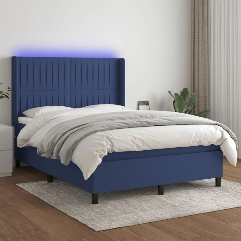 ΚΡΕΒΑΤΙ BOXSPRING ΜΕ ΣΤΡΩΜΑ & LED ΜΠΛΕ 140X200 ΕΚ. ΥΦΑΣΜΑΤΙΝΟ 3138483