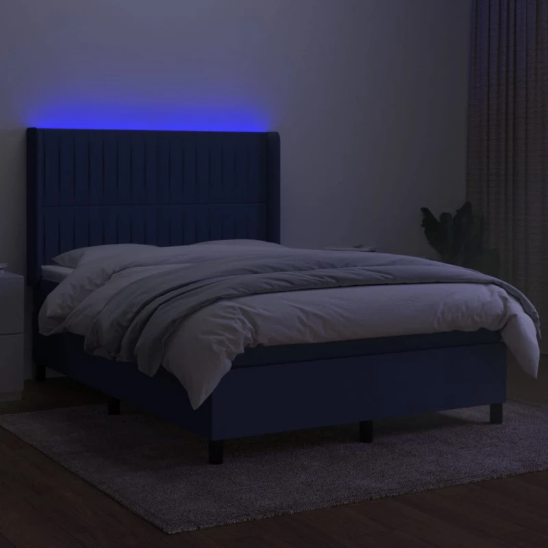ΚΡΕΒΑΤΙ BOXSPRING ΜΕ ΣΤΡΩΜΑ & LED ΜΠΛΕ 140X200 ΕΚ. ΥΦΑΣΜΑΤΙΝΟ 3138483