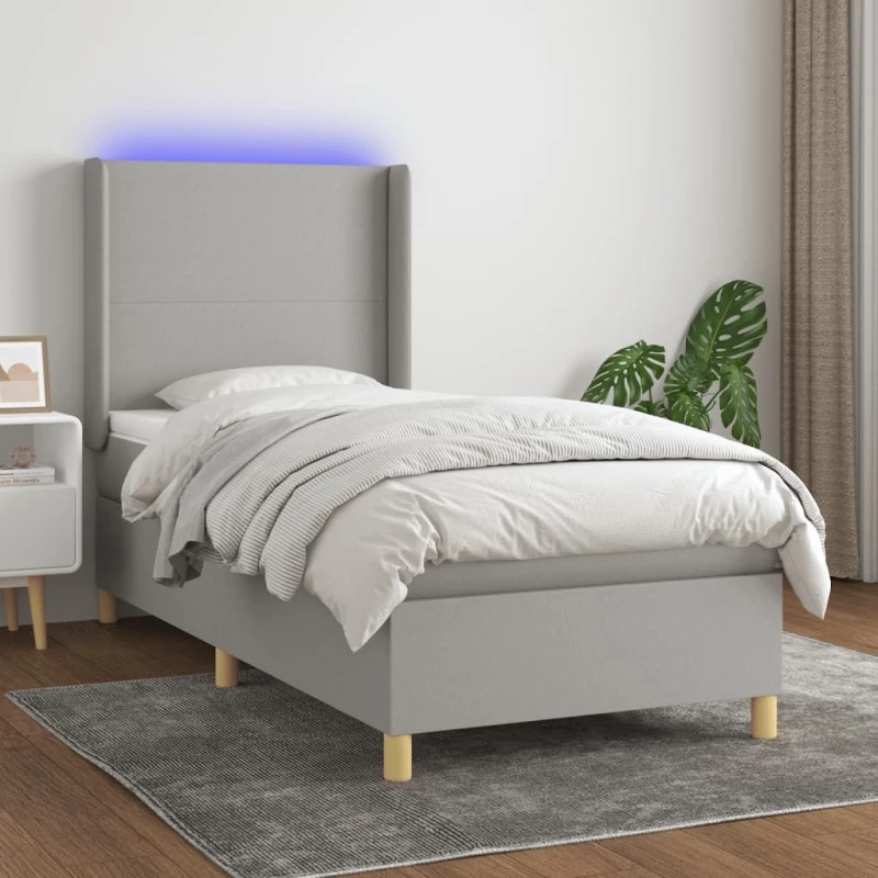 ΚΡΕΒΑΤΙ BOXSPRING ΜΕ ΣΤΡΩΜΑ & LED ΑΝ.ΓΚΡΙ 100X200ΕΚ. ΥΦΑΣΜΑΤΙΝΟ 3138693