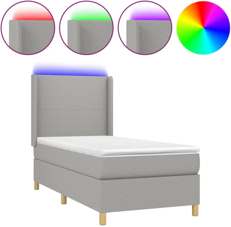 ΚΡΕΒΑΤΙ BOXSPRING ΜΕ ΣΤΡΩΜΑ & LED ΑΝ.ΓΚΡΙ 100X200ΕΚ. ΥΦΑΣΜΑΤΙΝΟ 3138693