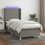 ΚΡΕΒΑΤΙ BOXSPRING ΜΕ ΣΤΡΩΜΑ & LED ΣΚ.ΓΚΡΙ 80X200 ΕΚ. ΥΦΑΣΜΑΤΙΝΟ 3138910