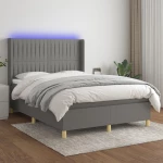 ΚΡΕΒΑΤΙ BOXSPRING ΜΕ ΣΤΡΩΜΑ & LED ΣΚ.ΓΚΡΙ 140X200 ΕΚ ΥΦΑΣΜΑΤΙΝΟ 3139038