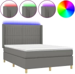 ΚΡΕΒΑΤΙ BOXSPRING ΜΕ ΣΤΡΩΜΑ & LED ΣΚ.ΓΚΡΙ 140X200 ΕΚ ΥΦΑΣΜΑΤΙΝΟ 3139038