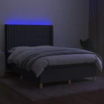 ΚΡΕΒΑΤΙ BOXSPRING ΜΕ ΣΤΡΩΜΑ & LED ΣΚ.ΓΚΡΙ 140X200 ΕΚ ΥΦΑΣΜΑΤΙΝΟ 3139038