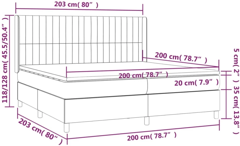 ΚΡΕΒΑΤΙ BOXSPRING ΜΕ ΣΤΡΩΜΑ & LED ΜΑΥΡΟ 200X200 ΕΚ. ΥΦΑΣΜΑΤΙΝΟ 3139063