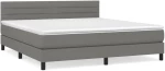 ΚΡΕΒΑΤΙ BOXSPRING ΜΕ ΣΤΡΩΜΑ ΣΚΟΥΡΟ ΓΚΡΙ 160X200 ΕΚ ΥΦΑΣΜΑΤΙΝΟ 3140146