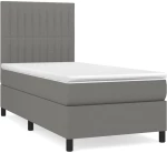 ΚΡΕΒΑΤΙ BOXSPRING ΜΕ ΣΤΡΩΜΑ ΣΚΟΥΡΟ ΓΚΡΙ 100X200 ΕΚ. ΥΦΑΣΜΑΤΙΝΟ 3141914