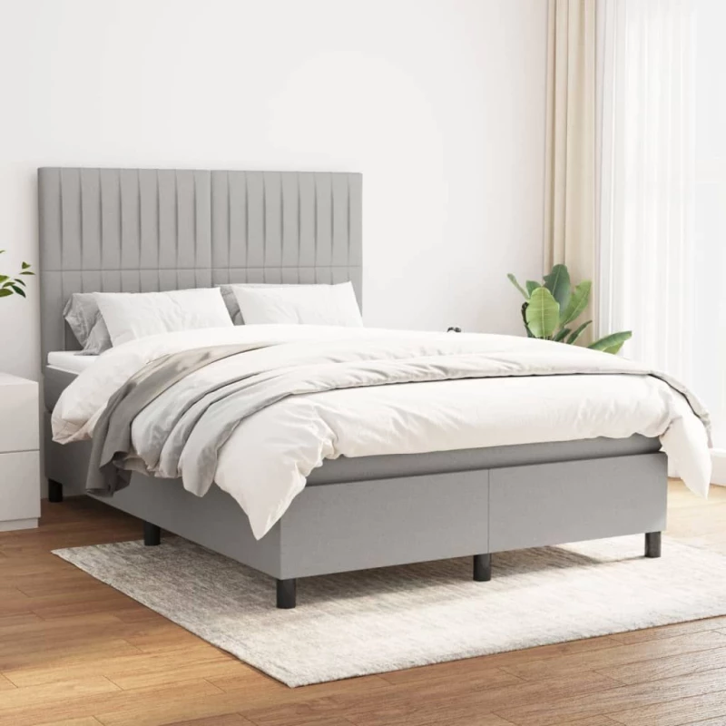 ΚΡΕΒΑΤΙ BOXSPRING ΜΕ ΣΤΡΩΜΑ ΑΝΟΙΧΤΟ ΓΚΡΙ 140X190 ΕΚ. ΥΦΑΣΜΑΤΙΝΟ 3141929