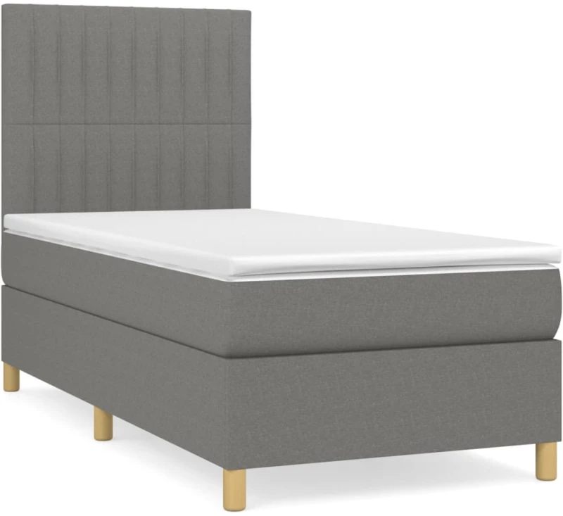 ΚΡΕΒΑΤΙ BOXSPRING ΜΕ ΣΤΡΩΜΑ ΣΚΟΥΡΟ ΓΚΡΙ 100X200 ΕΚ. ΥΦΑΣΜΑΤΙΝΟ 3142474