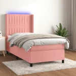 ΚΡΕΒΑΤΙ BOXSPRING ΜΕ ΣΤΡΩΜΑ & LED ΡΟΖ 90X200 ΕΚ. ΒΕΛΟΥΔΙΝΟ 3139666
