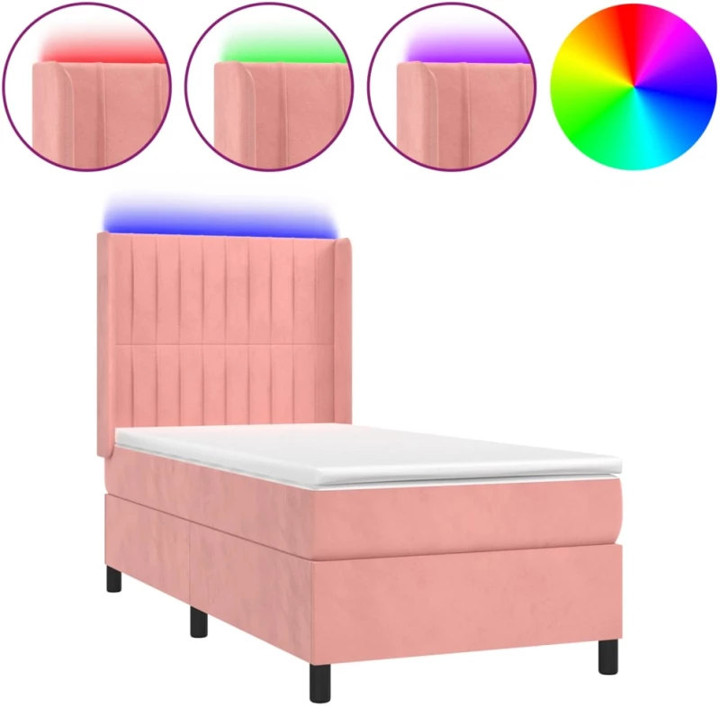 ΚΡΕΒΑΤΙ BOXSPRING ΜΕ ΣΤΡΩΜΑ & LED ΡΟΖ 90X200 ΕΚ. ΒΕΛΟΥΔΙΝΟ 3139666