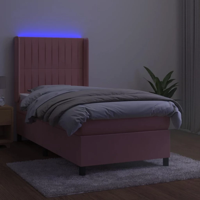 ΚΡΕΒΑΤΙ BOXSPRING ΜΕ ΣΤΡΩΜΑ & LED ΡΟΖ 90X200 ΕΚ. ΒΕΛΟΥΔΙΝΟ 3139666