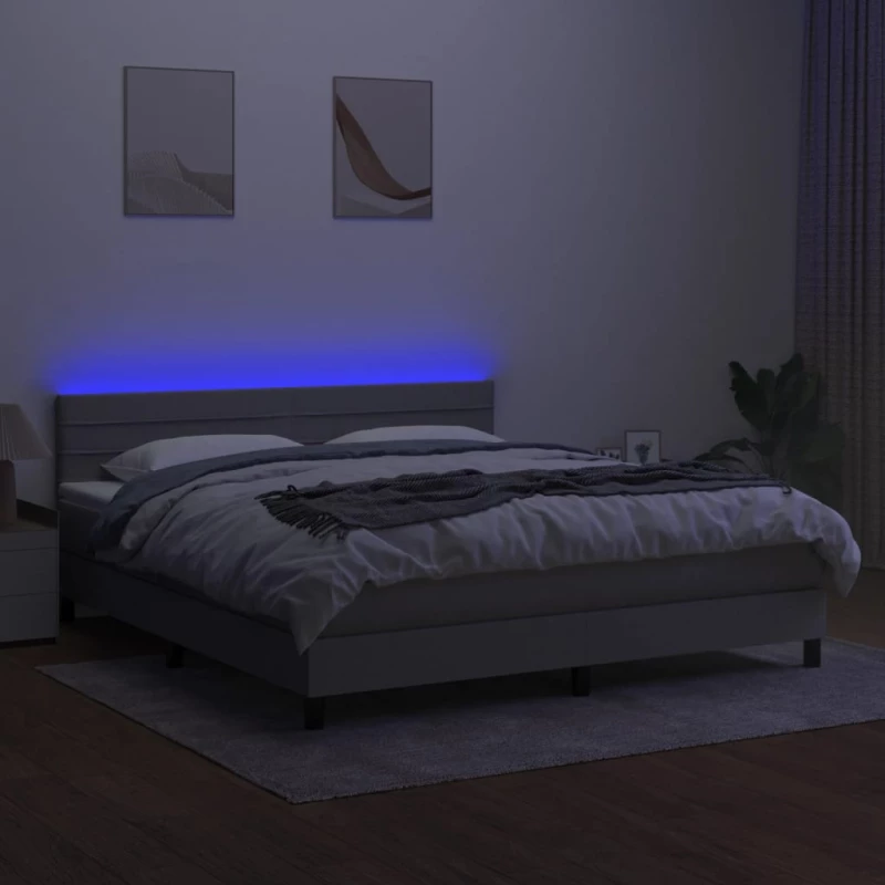 ΚΡΕΒΑΤΙ BOXSPRING ΜΕ ΣΤΡΩΜΑ & LED ΑΝ.ΓΚΡΙ 160X200 ΕΚ ΥΦΑΣΜΑΤΙΝΟ 3133245