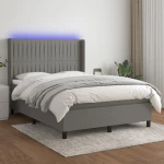 ΚΡΕΒΑΤΙ BOXSPRING ΜΕ ΣΤΡΩΜΑ & LED ΣΚ.ΓΚΡΙ 140X190ΕΚ. ΥΦΑΣΜΑΤΙΝΟ 3138470
