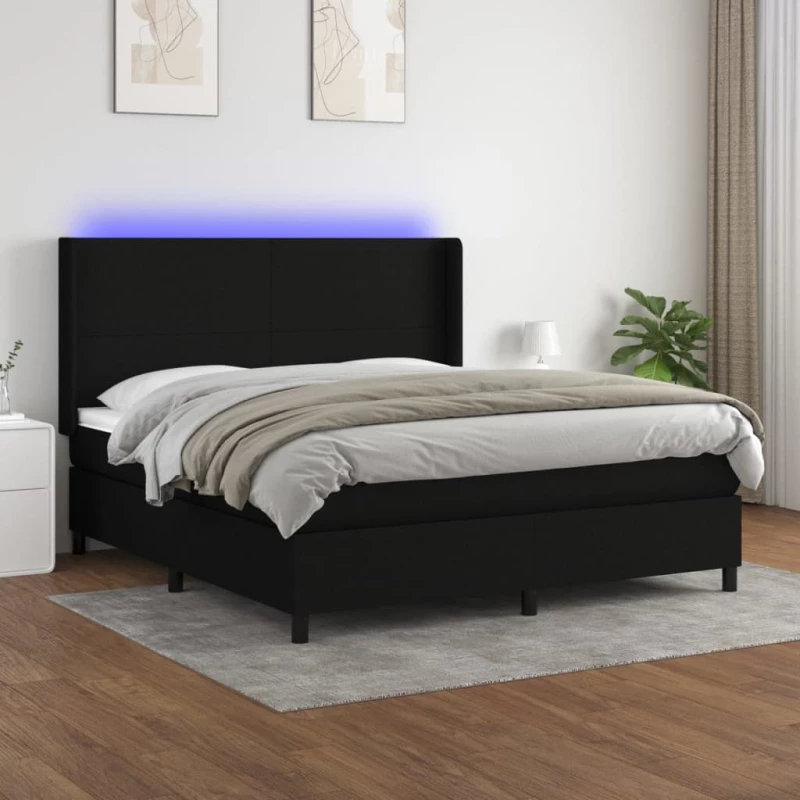 ΚΡΕΒΑΤΙ BOXSPRING ΜΕ ΣΤΡΩΜΑ & LED ΜΑΥΡΟ 180X200 ΕΚ. ΥΦΑΣΜΑΤΙΝΟ 3138175